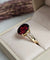 Bague 55 Bague solitaire en or jaune 14 carats et grenat ovale 58 Facettes 725