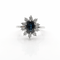 Bague 53 Bague marguerite en or blanc 18 carats, saphir et diamants 58 Facettes Bague marguerite en or saphir et diamants