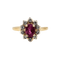 Bague 50 Bague marguerite rubis et diamants en or jaune 18 carats 58 Facettes 723