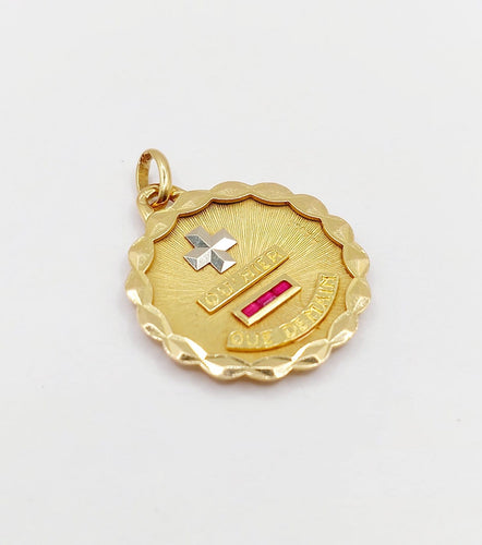 Pendentif Augis Médaille d’amour - Pendentif 18k en or jaune et rubis 58 Facettes A07043