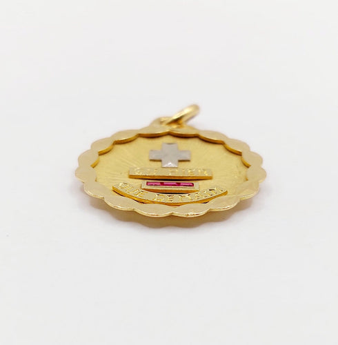 Pendentif Augis Médaille d’amour - Pendentif 18k en or jaune et rubis 58 Facettes A07043