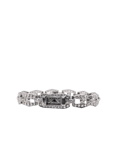 Montre Montre Art déco en or gris 18k et diamants 58 Facettes O817