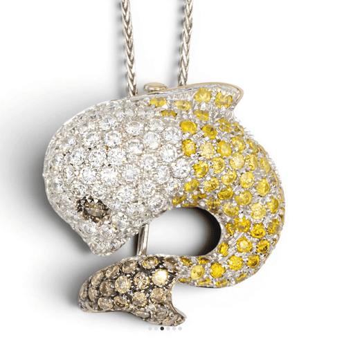 Pendentif Pendentif dauphin en or 18K et diamants 2,48 ct 58 Facettes AZ05