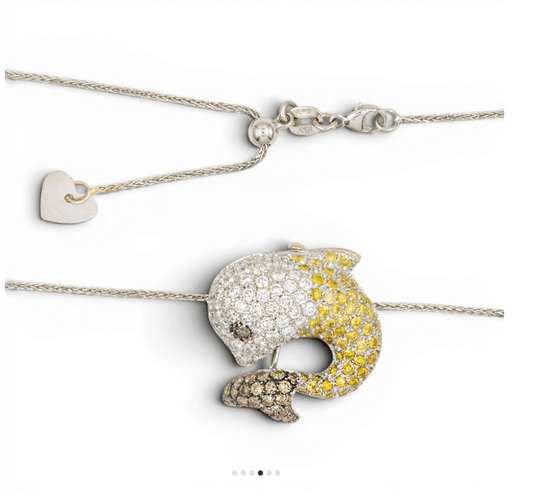 Pendentif Pendentif dauphin en or 18K et diamants 2,48 ct 58 Facettes AZ05