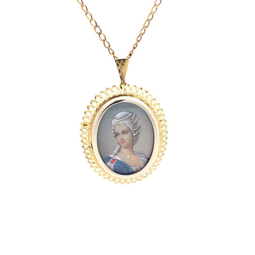 Pendentif Pendentif médaillon portrait Limoges en or jaune 14 ct 58 Facettes 45745