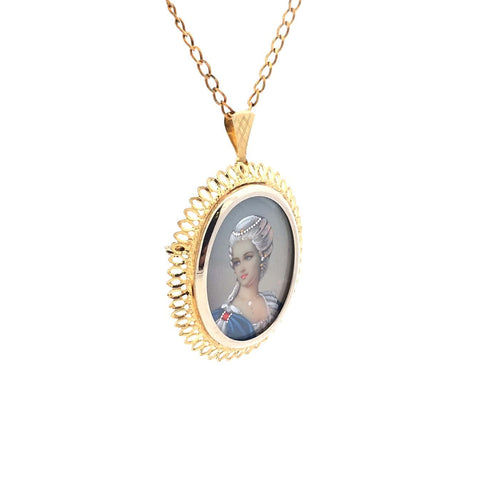 Pendentif Pendentif médaillon portrait Limoges en or jaune 14 ct 58 Facettes 45745
