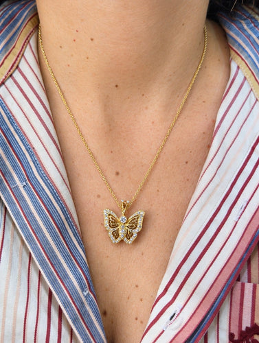 Collier Collier papillon transformable en or jaune 18 carats et diamants 58 Facettes Pap