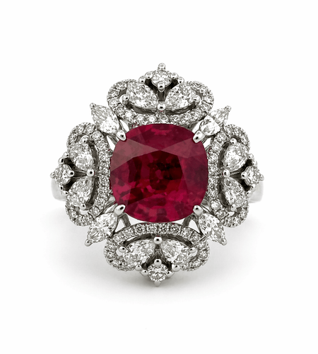 Pendentif Bague transformable en pendentif en or blanc 18 carats, diamants et rubis 58 Facettes 90764-ac12597