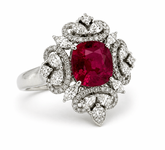 Pendentif Bague transformable en pendentif en or blanc 18 carats, diamants et rubis 58 Facettes 90764-ac12597