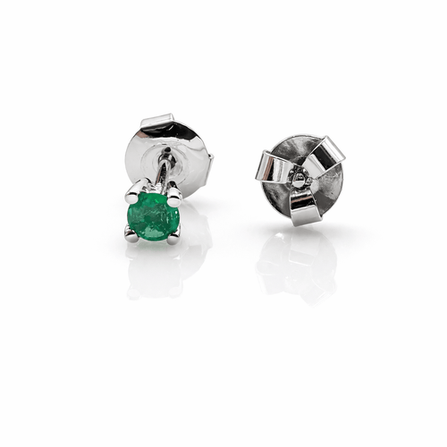 Boucles d'oreilles Boucles d'oreilles puces en or blanc 18 carats et émeraudes 58 Facettes Boucles d'oreilles en or blanc et émeraude