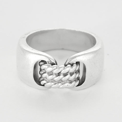 Bague 51 Hermès - Gaëtan de PERCIN - Bague en argent à motif cordé. 58 Facettes 58FC52-2