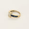 Bague 51 Bague solitaire en or jaune, diamant taille émeraude 0.75 carat environ et saphirs calibrés 58 Facettes 260263