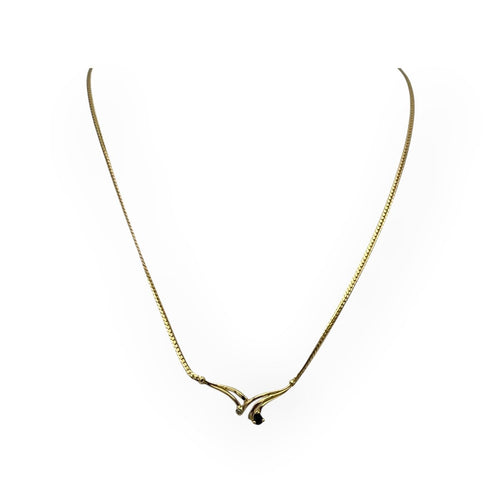 Collier Collier - Maille anglaise en or jaune 14K avec saphir et diamant 58 Facettes 149067745