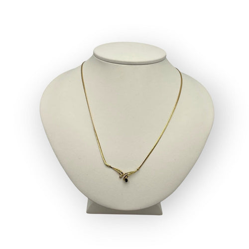 Collier Collier - Maille anglaise en or jaune 14K avec saphir et diamant 58 Facettes 149067745