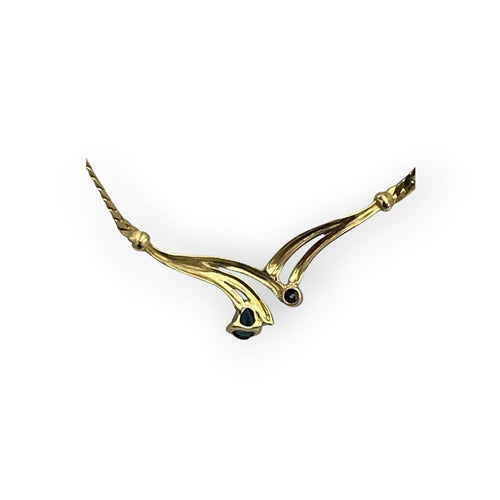 Collier Collier - Maille anglaise en or jaune 14K avec saphir et diamant 58 Facettes 149067745