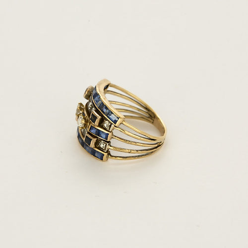 Bague 53 Bague en Or jaune 18K diamants et saphirs calibrés 58 Facettes 260251