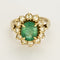 Bague 57 Bague marguerite en or jaune, émeraude 2.45 carats environ et diamants 58 Facettes 260209