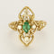 Bague 53 Bague marquise en or jaune, émeraude et diamants 58 Facettes 260286