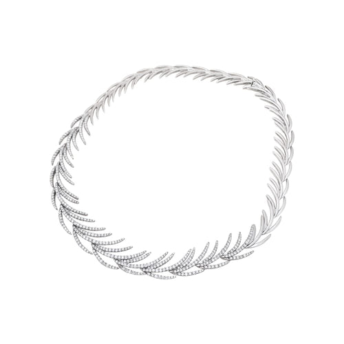 Collier Collier "Palmes" or blanc, diamants. 58 Facettes 35550