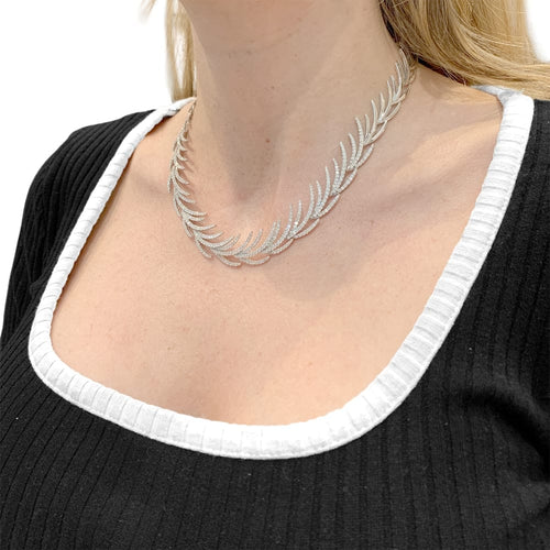 Collier Collier "Palmes" or blanc, diamants. 58 Facettes 35550