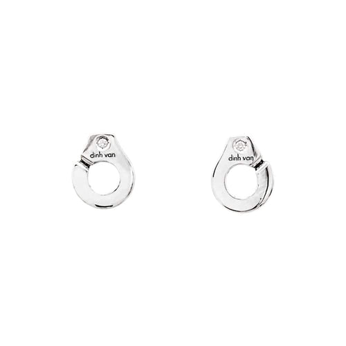 Boucles d'oreilles Puces d'oreilles Dinh Van, "Menottes" or blanc et diamants. 58 Facettes 35583