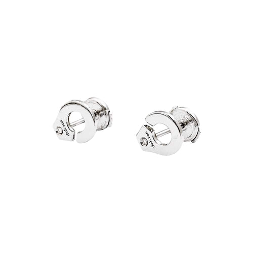 Boucles d'oreilles Puces d'oreilles Dinh Van, "Menottes" or blanc et diamants. 58 Facettes 35583