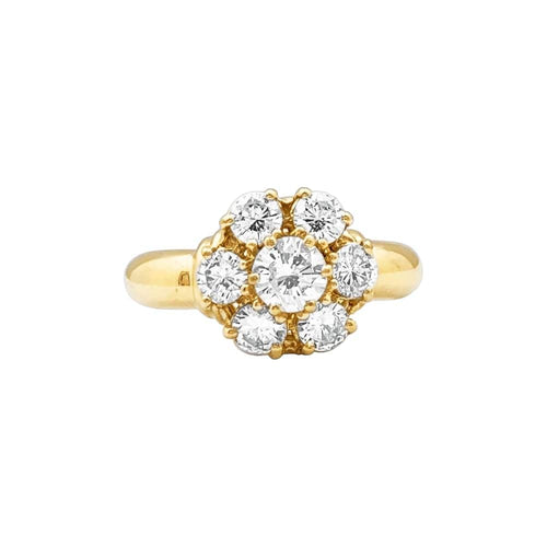 Bague 51 Bague « Fleur », or jaune et diamants. 58 Facettes 35562