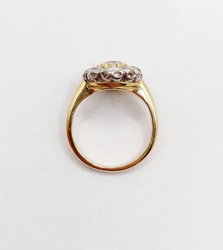 Bague 43 Bague marguerite antique en or 18k et platine, topaze et diamants 58 Facettes A06590
