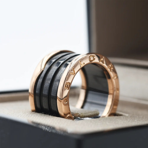 Bague 55 Bague Bulgari B.zero1 en or rose et céramique noire, taille 55 58 Facettes 18911