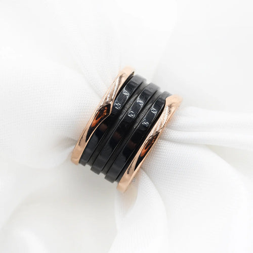 Bague 55 Bague Bulgari B.zero1 en or rose et céramique noire, taille 55 58 Facettes 18911