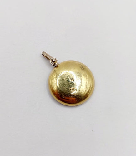 Pendentif Pendentif cible Art déco en or 18k et platine, nacre et saphir synthétique 58 Facettes A06914