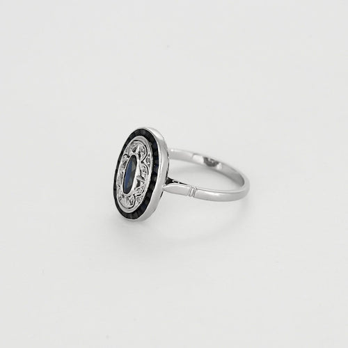 Bague 55 Bague de jeune fille en platine et or gris, saphirs et petits diamants taillés en rose 58 Facettes B260110