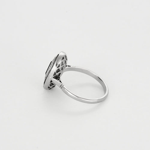Bague 55 Bague de jeune fille en platine et or gris, saphirs et petits diamants taillés en rose 58 Facettes B260110