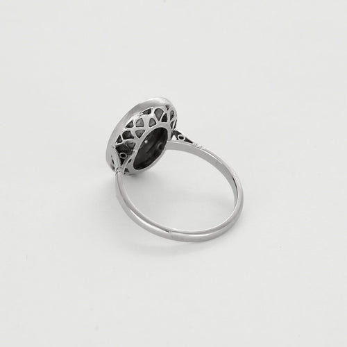 Bague 55 Bague de jeune fille en platine et or gris, saphirs et petits diamants taillés en rose 58 Facettes B260110