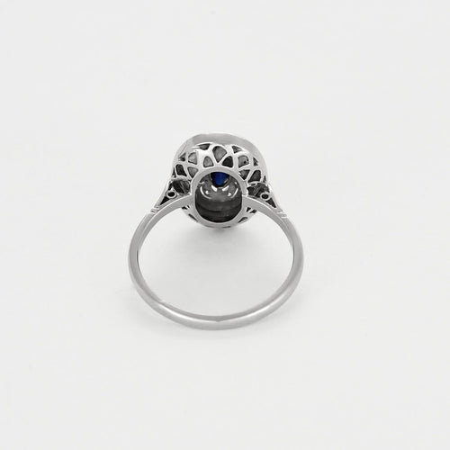 Bague 55 Bague de jeune fille en platine et or gris, saphirs et petits diamants taillés en rose 58 Facettes B260110