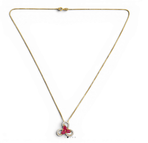 Pendentif Pendentif en or 18K avec diamants 0,52 ct et rubis 2,00 ct 58 Facettes BX02