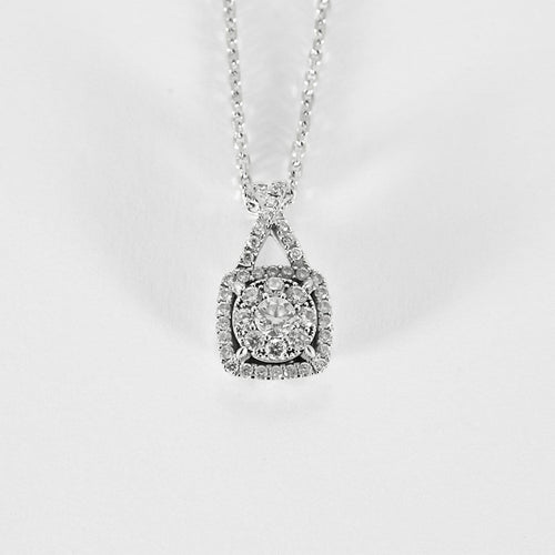 Collier Chaîne et Pendentif en or gris, petits diamants. 58 Facettes B260256