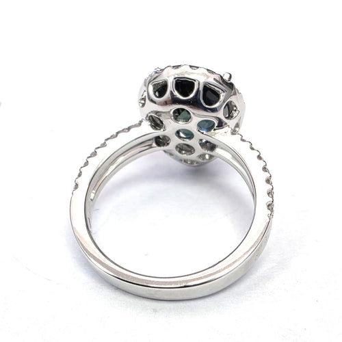 Bague 54 Bague en or blanc avec saphir poire et diamants 58 Facettes 274/26 A