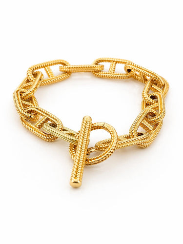 Bracelet Bracelet chaîne en or jaune 18 carats avec fermoir toggle 58 Facettes Cor