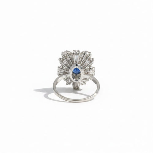 Bague 58 Bague cocktail années 70 en or blanc 18 carats saphir et diamants 58 Facettes 1.0001357/1