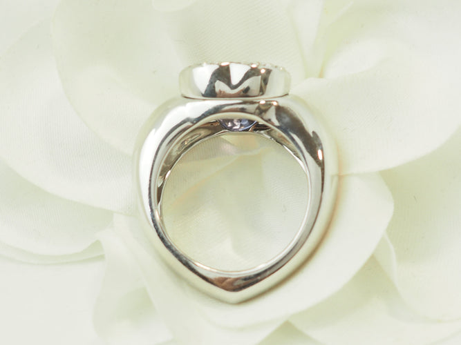 Bague 56 Poiray - Bague cœur en or blanc 18 ct avec tanzanite et diamants 58 Facettes 33744