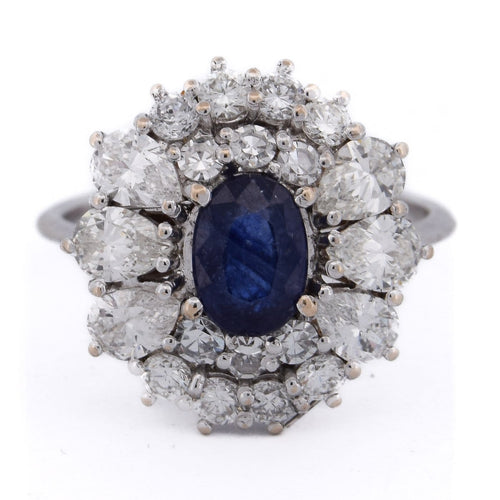 Bague Bague en or blanc 18 carats avec saphir et diamants 58 Facettes AN63 (00029)