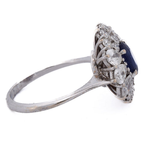 Bague Bague en or blanc 18 carats avec saphir et diamants 58 Facettes AN63 (00029)