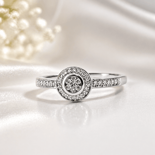 Bague 53 Solitaire - Bague en or blanc 18 carats et diamants naturels 58 Facettes 90921-ac12911