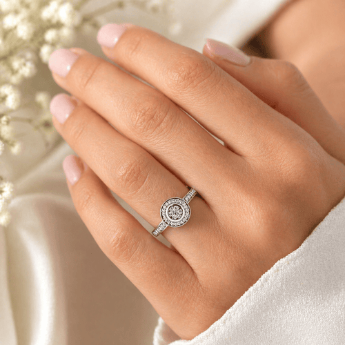Bague 53 Solitaire - Bague en or blanc 18 carats et diamants naturels 58 Facettes 90921-ac12911