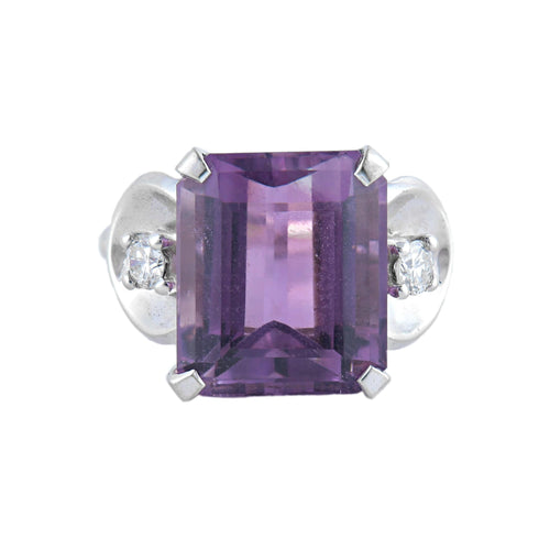 Bague 50 Victoire - Bague en or blanc avec améthyste et diamants 58 Facettes BO/220027
