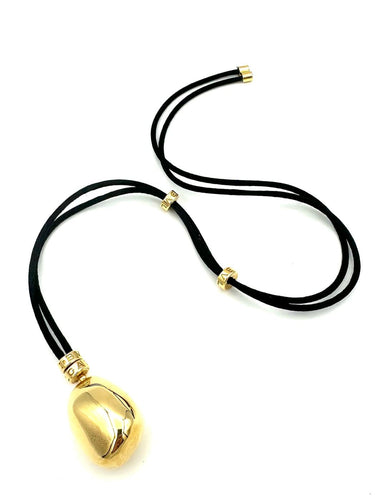 Collier BVLGARI Sassi - Collier en or jaune 18K sur cordon satin 58 Facettes BVLGARI COL