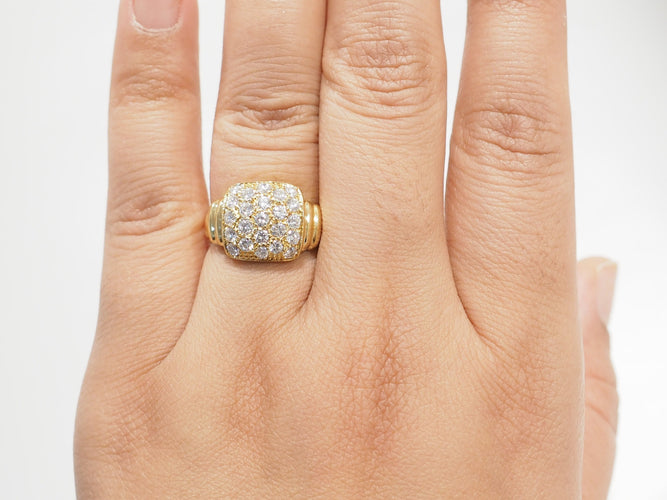 Bague 57 Bague pavée de diamants en or jaune 18 ct 58 Facettes 33673