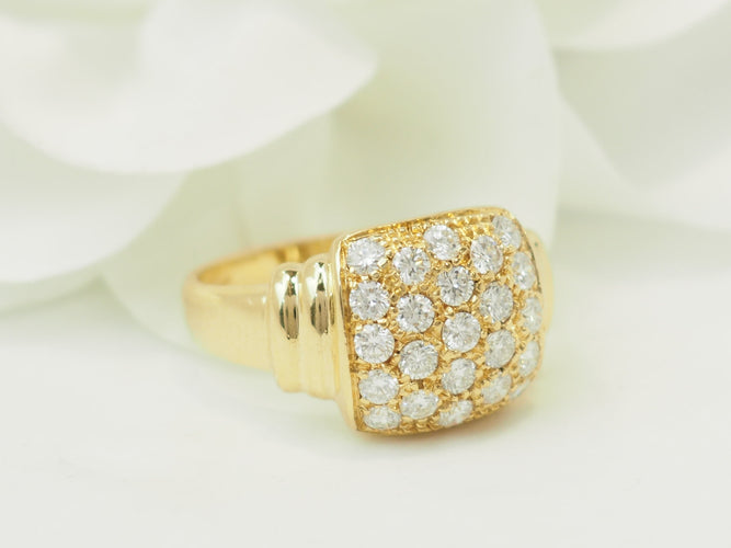 Bague 57 Bague pavée de diamants en or jaune 18 ct 58 Facettes 33673