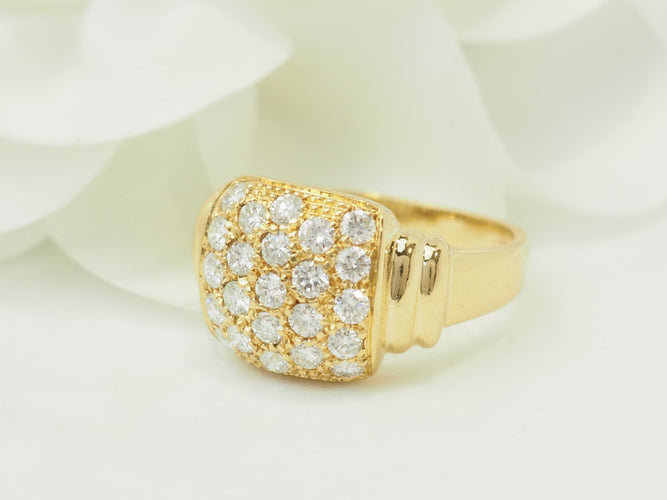 Bague 57 Bague pavée de diamants en or jaune 18 ct 58 Facettes 33673